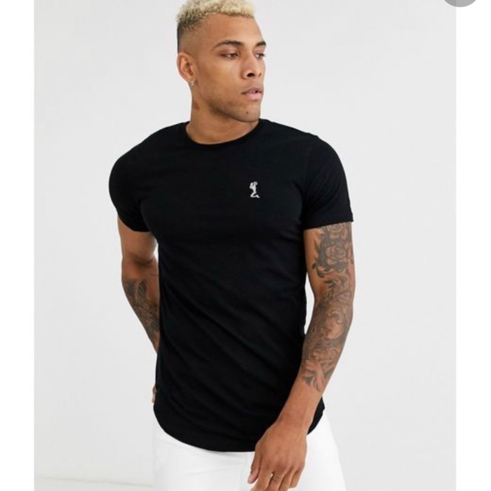 Religion curved hem shirt